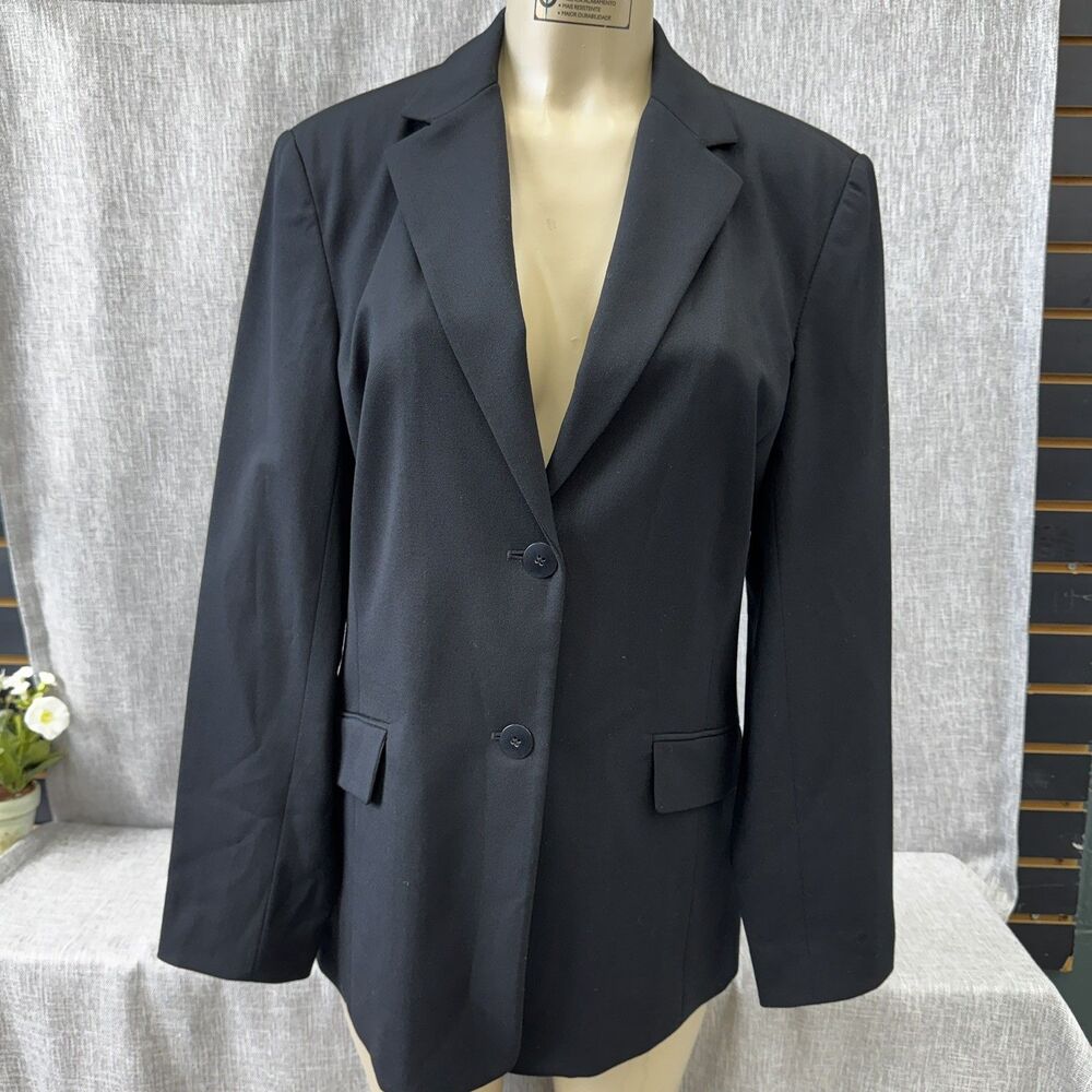 Talbots Stretch Seasonless Wool Two Button Blazer Jacket 14 USA Career NWOT